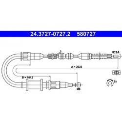 Seilzug Feststellbremse ATE 24.3727-0727.2 für Opel Ascona C