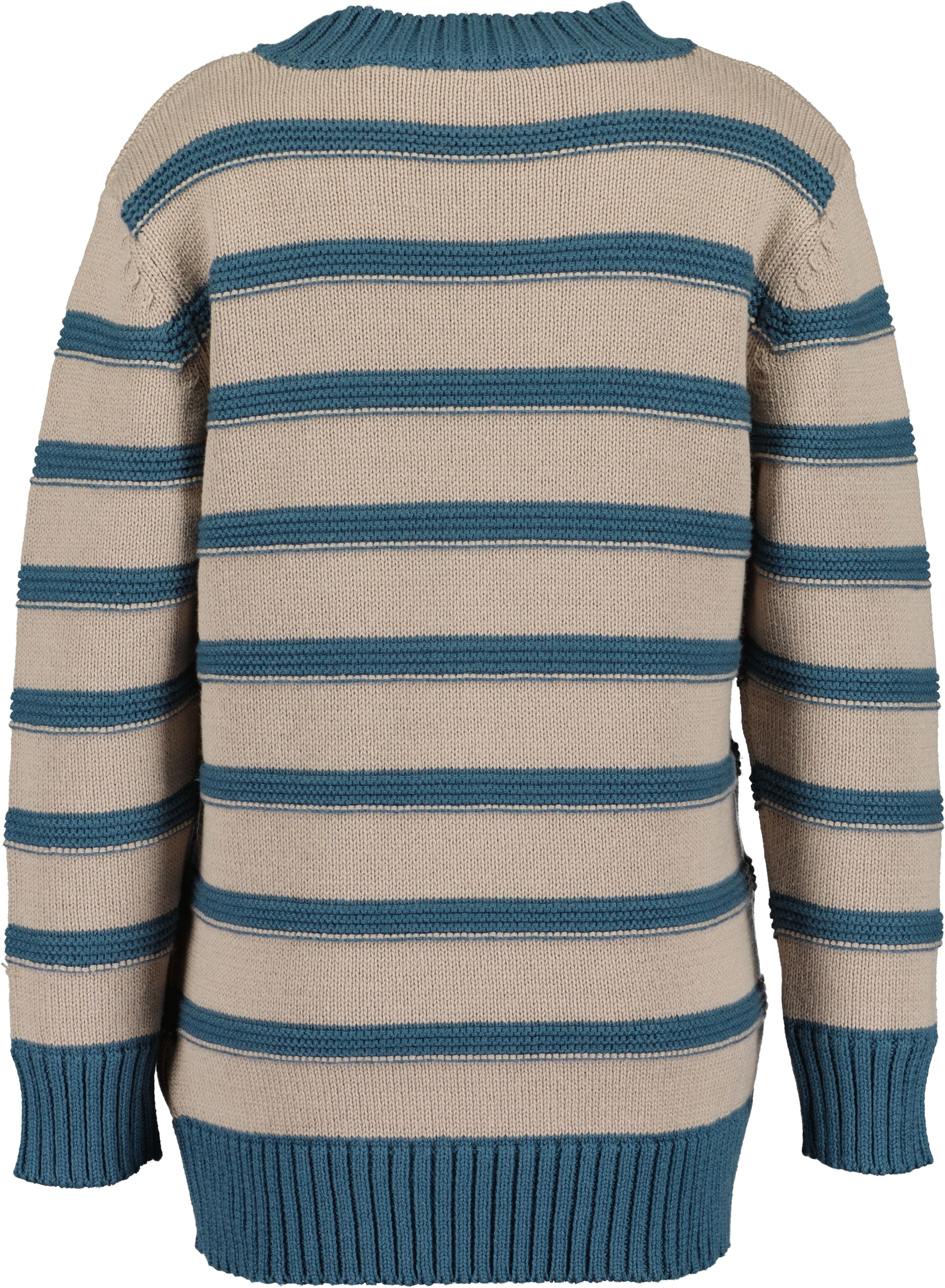 Strickpullover BLUE SEVEN, Jungen, Gr. 116, beige (kiesel), Strick, Obermaterial: 50% Baumwolle, 50% Polyacryl, gestreift, normal, Rundhals, Rippbündchen, Pullover Strickpullover kiesel 116