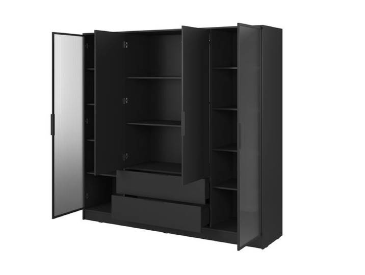 Kleiderschrank – KELLY 4D RD – Schwarz – Regale