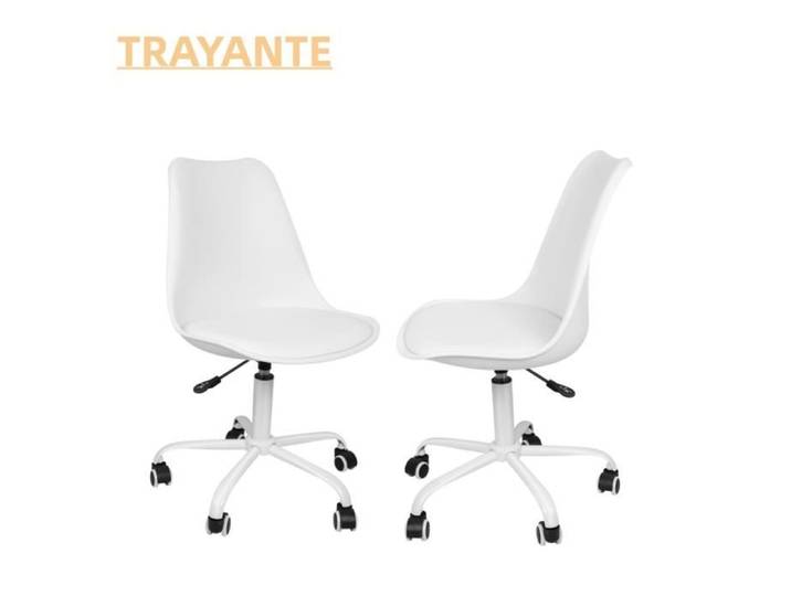 Chaise de bureau blanche - TRAYANTE - Lot de 2 - Charge maximale 120kg - Pieds à roulettes