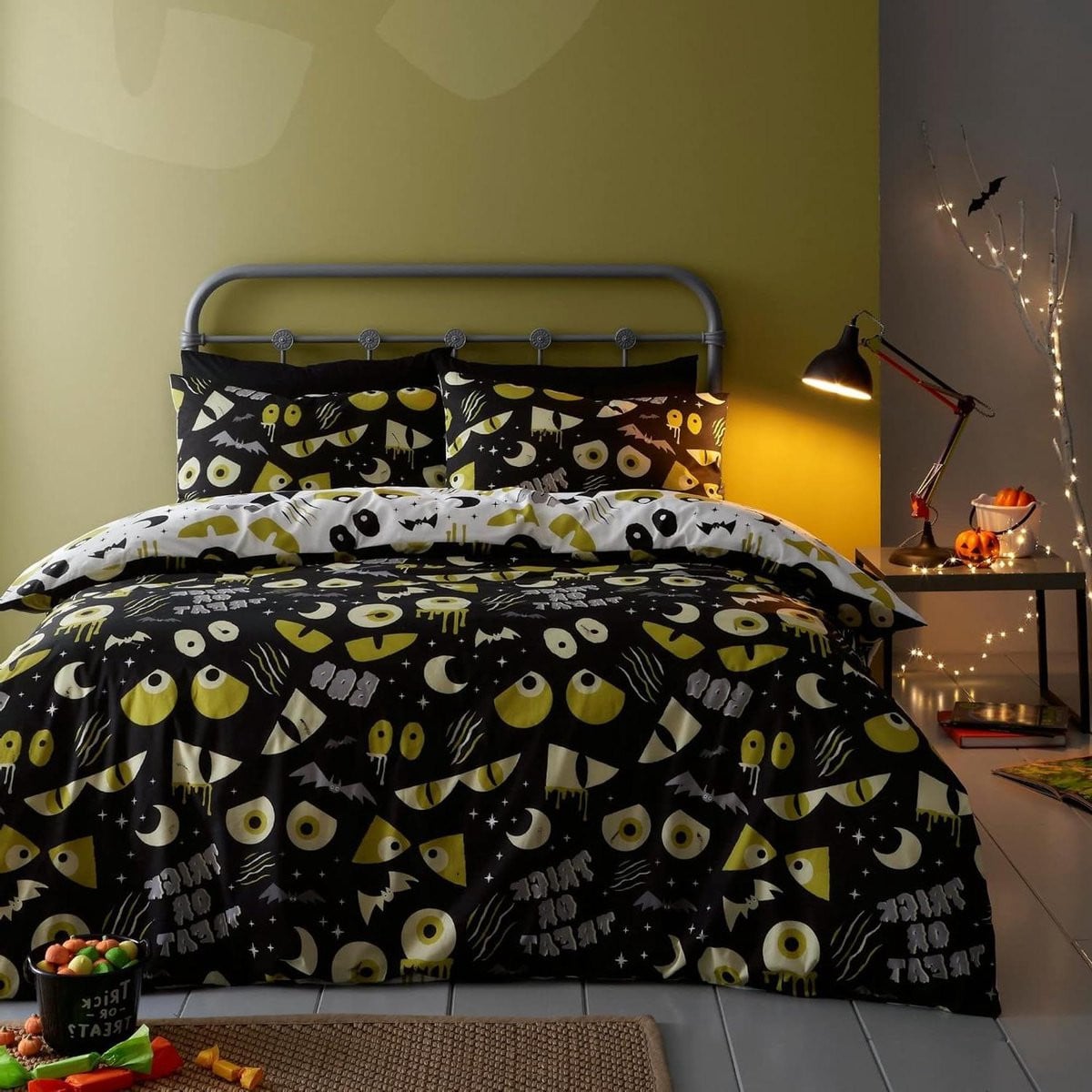 Glow in the Dark Halloween Dekbedovertrek Set Multicolor 140x200 cm