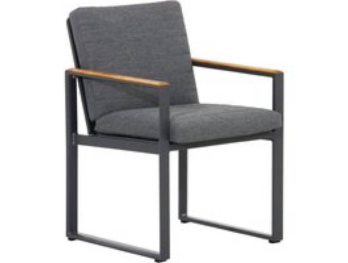 B-Ware: OUTFLEXX Alexander Stuhl, mattgrau, Alu/Teak, 58x55x81cm, mit Armlehnen, inkl. Polster