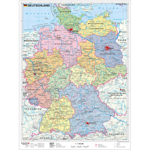 Stiefel Deutschlandkarte rahmenlos, Poster aus laminiertem Karton, politische Karte, 67 x 91 cm