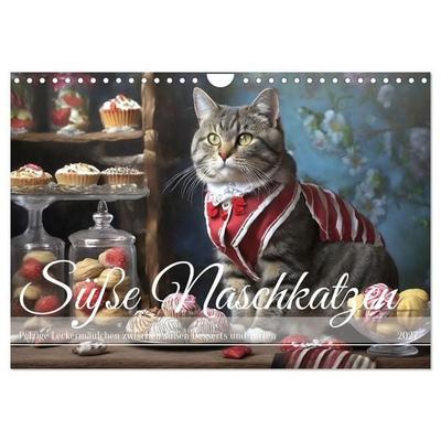 Süße Naschkatzen - Pelzige Leckermäulchen zwischen süßen Desserts und Torten (Wandkalender 2027 DIN A4 quer), CALVENDO Monatskalender