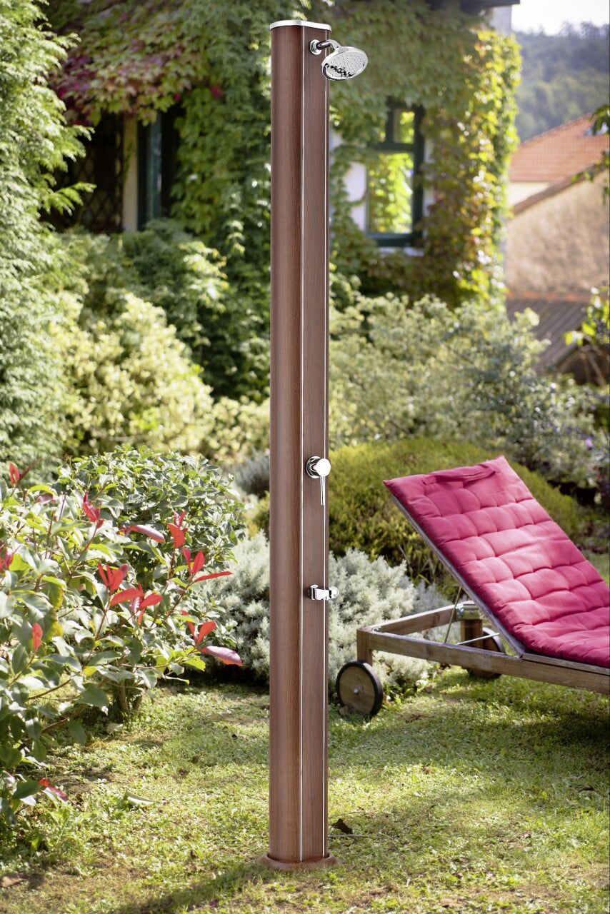 Gre Solarduche 32 Liter Holzoptik mit Fuß-Wasserhahn