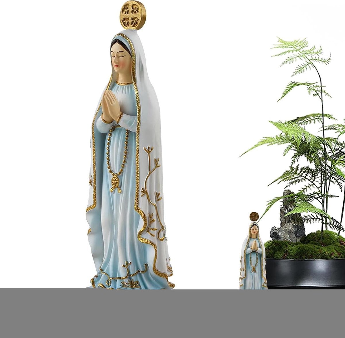 Wit Moeder Maria Beeld met verfijnde details, Hoogte: 13 cm