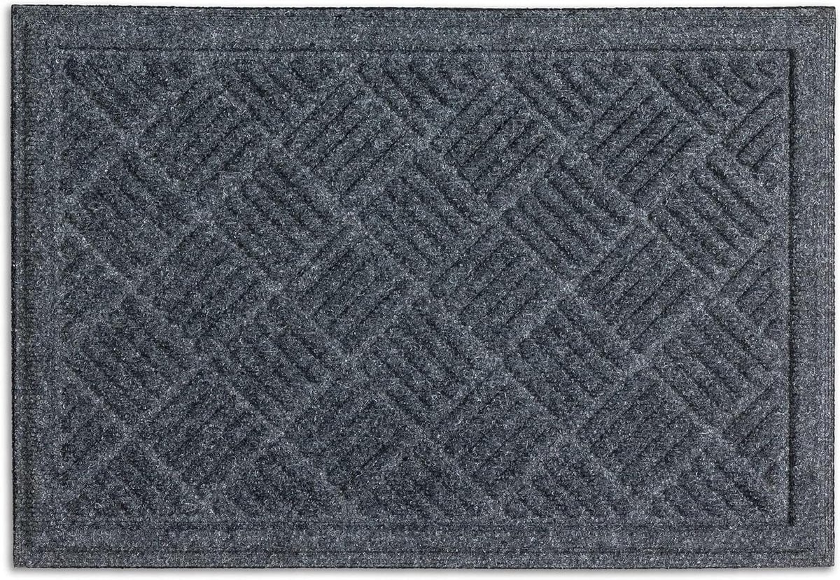 Duurzame antraciet deurmat van gerecycled rubber voor binnen en buiten, 45 x 75 cm