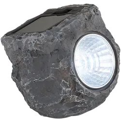 Solarleuchte Stein Außenleuchte Steinoptik grau Gartendeko Solarstein, LED neutralweiß, LxBxH 7,8x7x5,9 cm