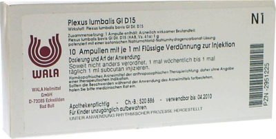 WALA Heilmittel GmbH PLEXUS LUMBALIS GL D 15 Ampullen 10X1 ml 02951225