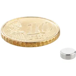 100 Scheibenmagnet, 5 mm, 2,0 mm, N52, 100 Stück, Neodym, silber