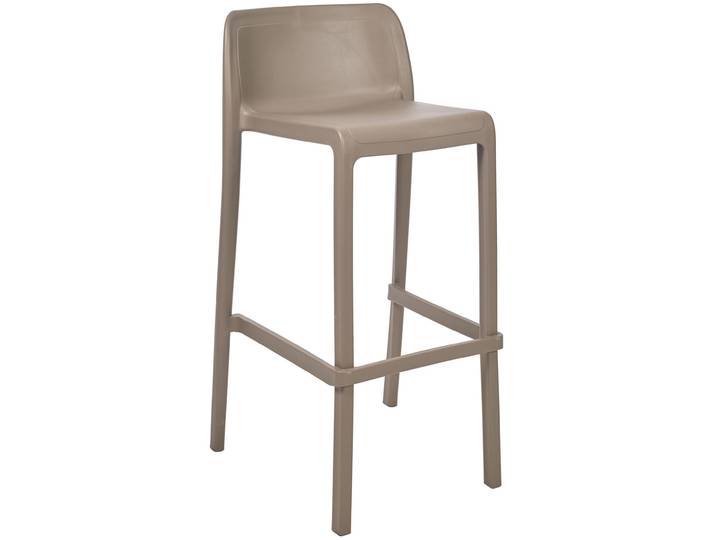 Tabouret haut d’extérieur Jonah en polypropylène recyclable– Taupe