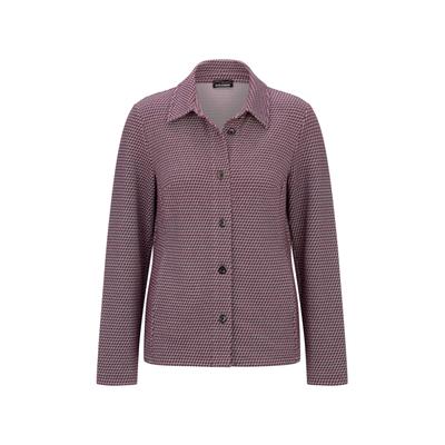 Sommerjacke GOLDNER "Lässige Baumwolljacke, Pepitamuster", Damen, Gr. 38, bordeaux, gemustert, lässig geschnitten, V-Ausschnitt, Jacken, Hemdkragen