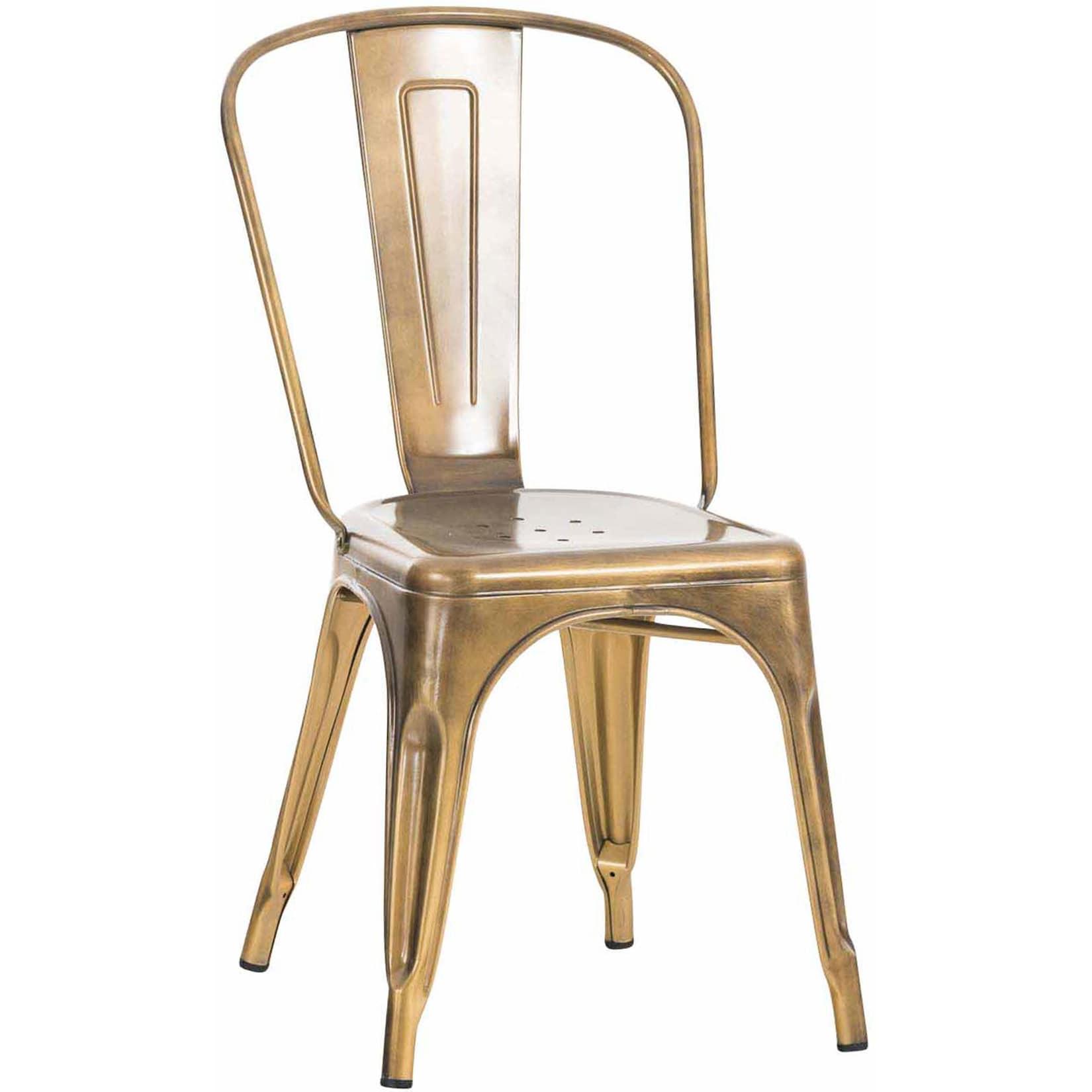 CLP Stapelstuhl Metall mit Lehne Benedikt, Bistrostuhl stapelbar für Gastronomie und Küche, Design-Stuhl robust belastbar bis 200 kg
