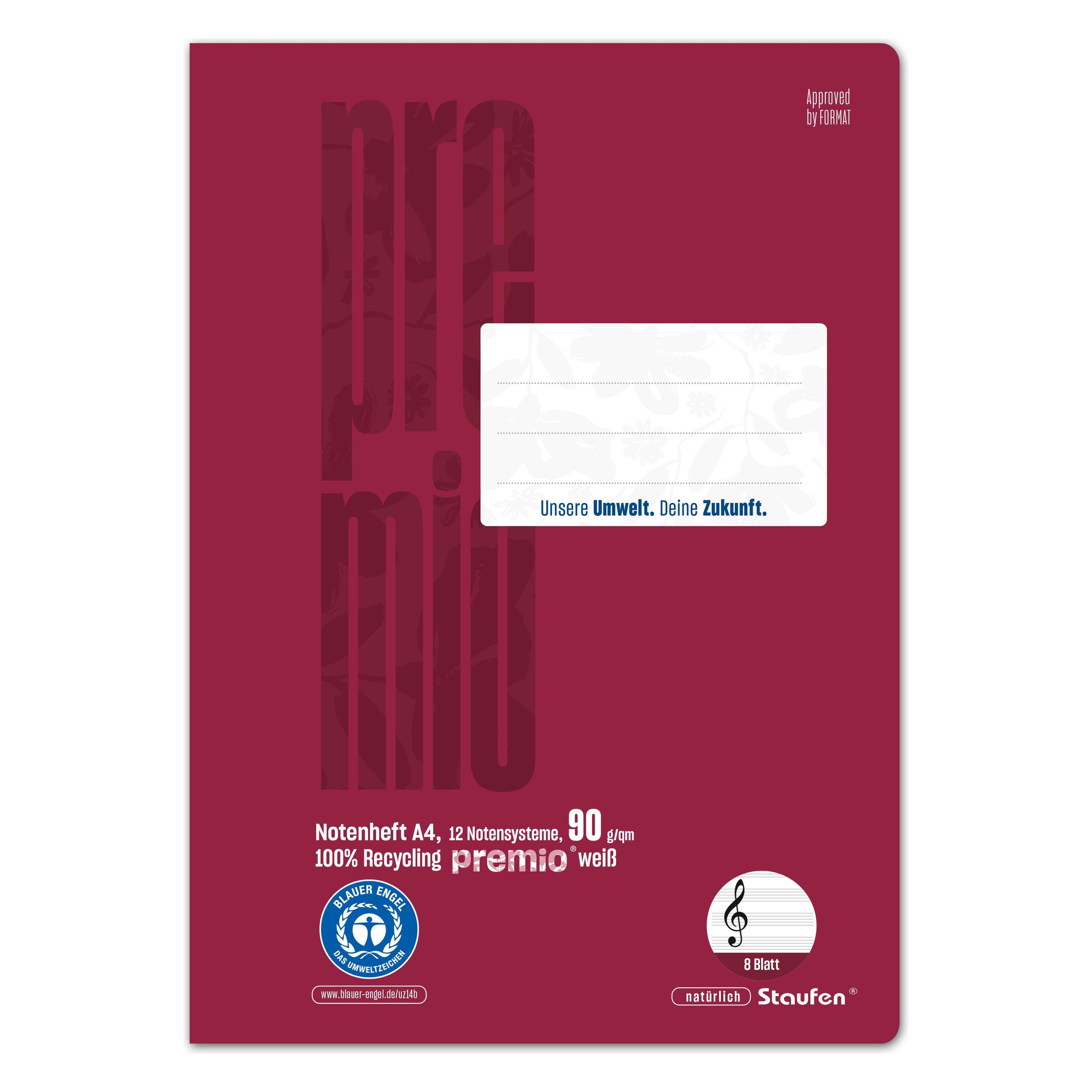Magni Schulheft green90 Premium A4 Notensysteme 8 Blatt (A4, Speziallineatur, Weicher Einband) (040790014)