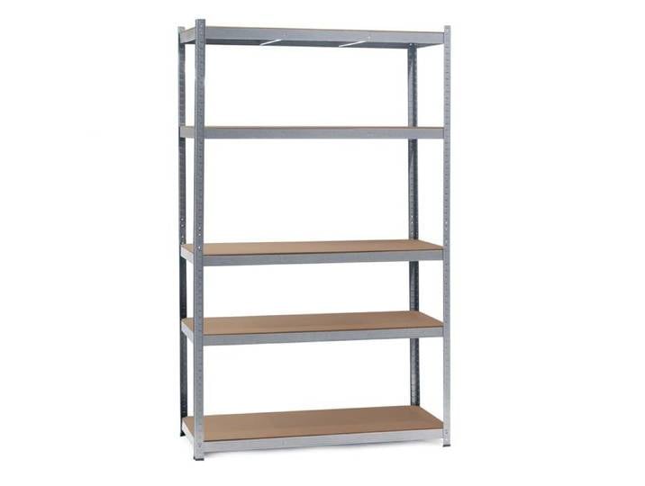 Wiltec Étagère zinguée Charges lourdes 100x50x204cm Emboîtable 5 niveaux 200kg/niveau Atelier