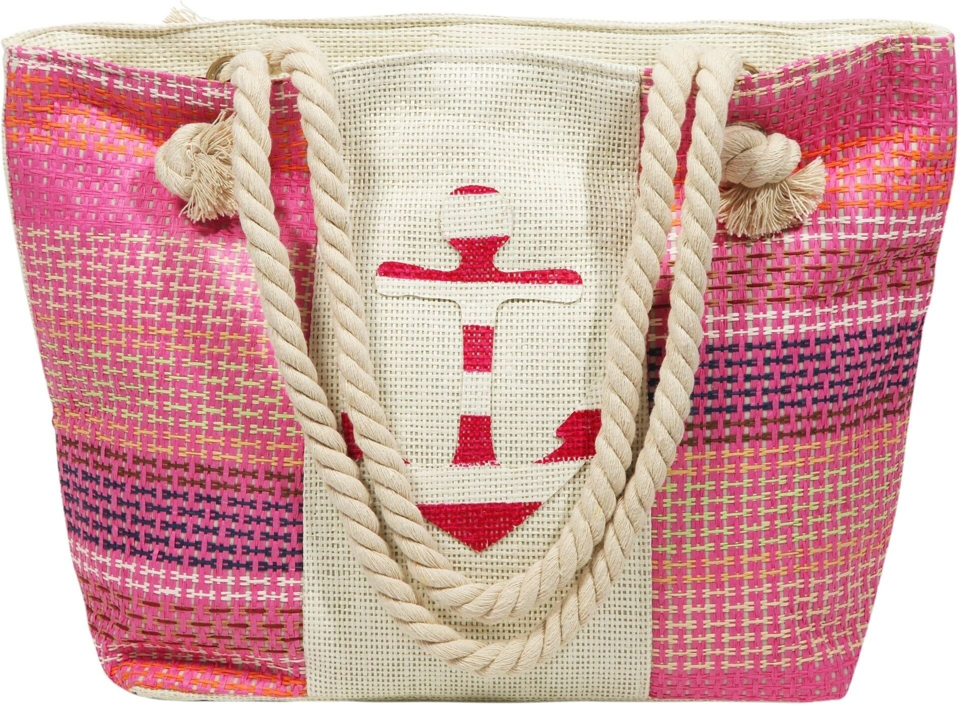 Strandtasche CHAM CHAM "Strandtasche aus Bastfaser, maritim", Damen, beige, Bast, Taschen Strandtasche