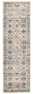 ECARPETGALLERY Machine Woven Bolivia Yalameh Blue, Ivory Rug - 2'2 x 8'0
