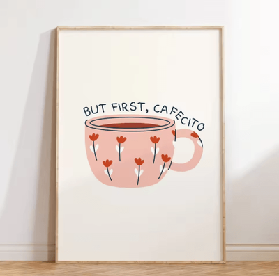 Inspire Picks But First Cafecito Minimalist Spanish Quote Canvas Modern Coffee Bar Wall Decor 16 30x45cm Unframed