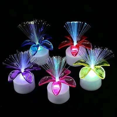 Buntes LED-Licht aus Glasfaser, Kerze, Rose, Glasfaser, Blume, Nachtlicht, Sternenhimmel, Farbwechsel, Blitzlicht, kleines Spielzeug