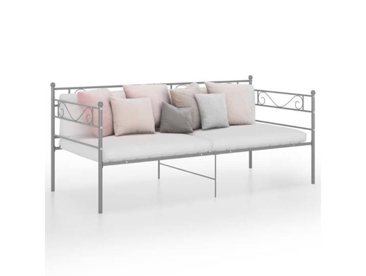 Milsleep Cadre de canapé-lit Gris Métal 90x200 cm 324769