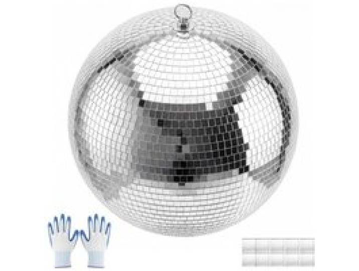 VEVOR Boule à Facettes 400 mm, Boule Disco Argentée Réfléchissante, avec Anneau de Suspension, Facettes Miroir de 2 Tailles, pour Mariage, Fête, Anniversaire, Club, DJ, Scène et Décoration Intérieure