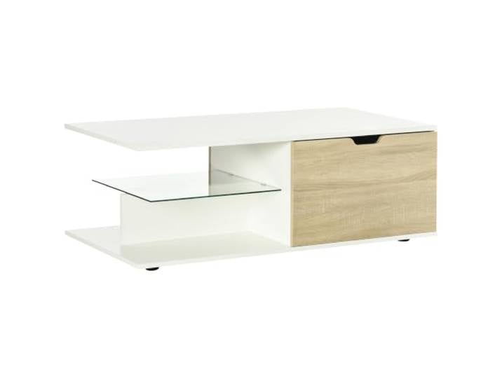 HOMCOM Rechteckiger Couchtisch mit Schubladen 106x58x39cm Weiß
