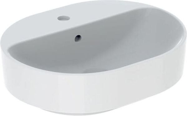 Geberit VariForm Aufsatzwaschtisch 500775002 50x40cm, mit Hahnlochbank, Überlauf, elliptisch, weiß KeraTect