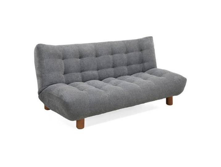 Banquette convertible capitonnée en tissu bouclette gris - VALENTIN Meubletmoi
