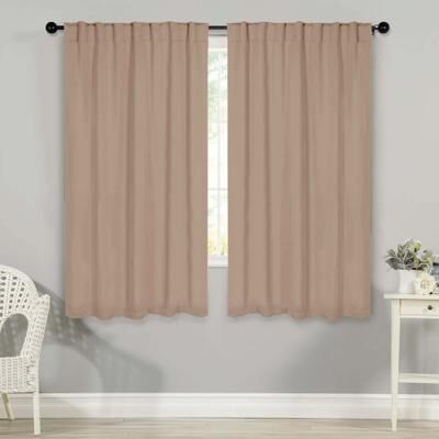 Superior Solid 2-Piece Room Darkening Curtain Set, Rod Pocket Backtab Header Window Drapes