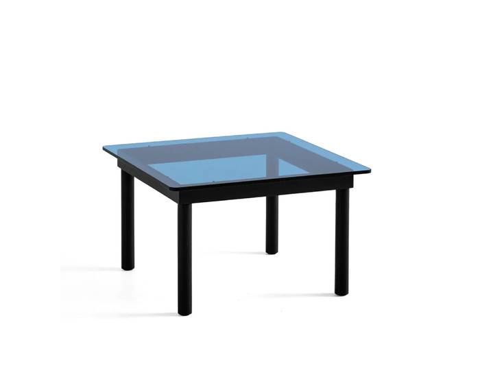 HAY Kofi Couchtisch Black oak-Glasplatte-blaugetönt-60 cm breit