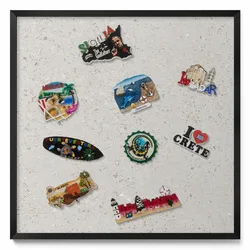 MAGNETTAFEL 50x50 cm Schwarzer Rahmen Helles Steinzeug