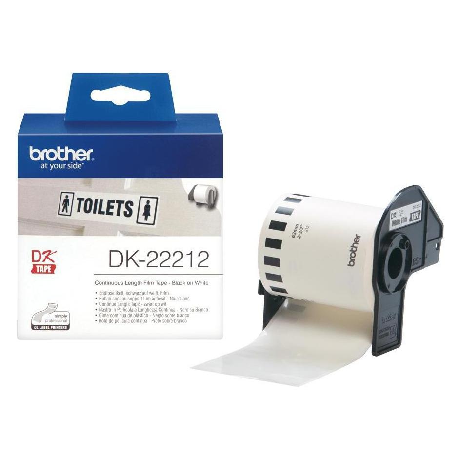 Brother White Continuous Film Tape (1.20 cm, Schwarz, Weiss) (DK-22212)