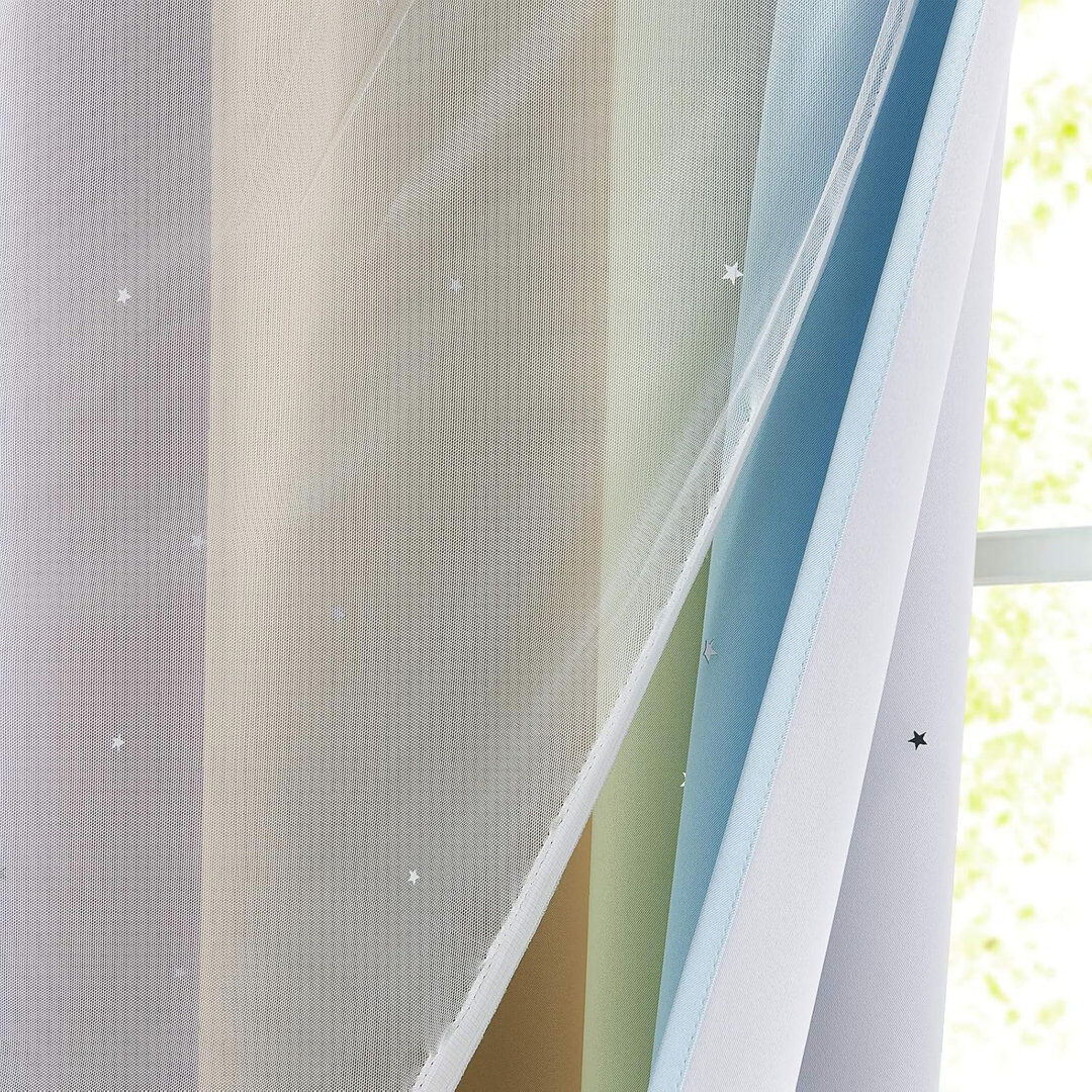 Isabelle & Max Blackout Curtain Pair Rainbow 132cm W X 137cm H