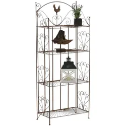 Décoshop26 - Ablageregal Pflanzenständer Möbel für Terrasse Balkon Wohnzimmer aus gealtertem braunem Metall 10_0003983