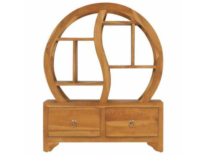 KLGBNCVE Schrank mit Yin-Yang-Regal 68x26x83 cm Teak Massivholz Zwei Schubladen, Teakholz, künstlich getrocknet, fein geschliffen, glattes Aussehen