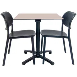 Restootab Terrassen-Set Klappbarer Tisch Diabolo 70x70cm Dekor Coquille mit 2 Stühlen