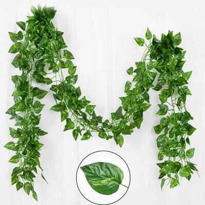 Uplifted Finds 21M Artificial Ivy Vine Garland   Green Leaf Creeper Rattan For Garden & Home green Vines 2.1m (1 String)