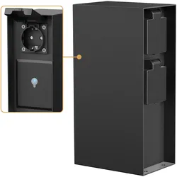 ledscom.de Garten Steckdosensäule POMI für außen, IP44, Smart Home, WLAN, Alexa, 3-fach, Edelstahl, schwarz, eckig, 23 cm