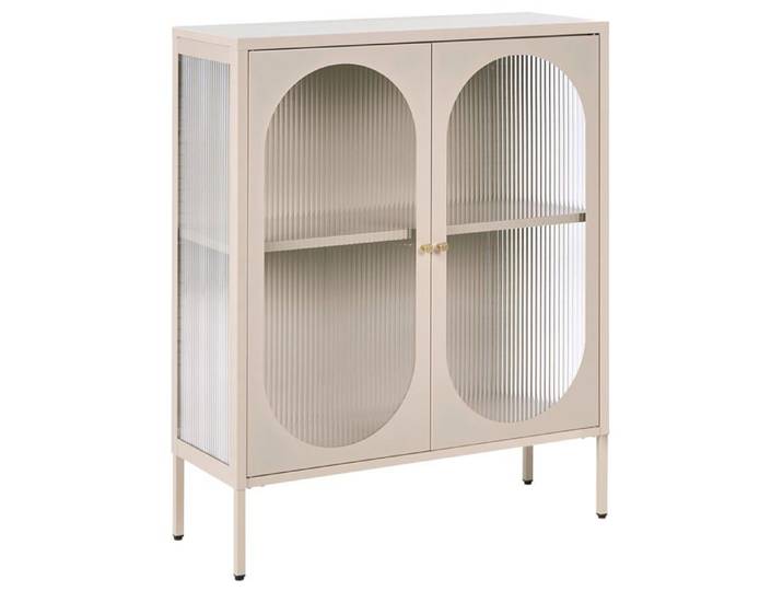 Buffet avec vitrine en verre SARRE Métal 90 cm Beige