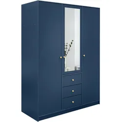 DREHTÜRENSCHRANK GALIO 149/200/57,5 cm 3-türig mit Spiegel Dunkelblau