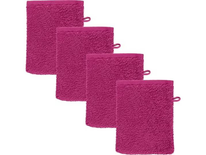 REDBEST Waschhandschuh Oceanside 4er-Pack Leichtfrottier Fuchsia Größe 16x21 cm