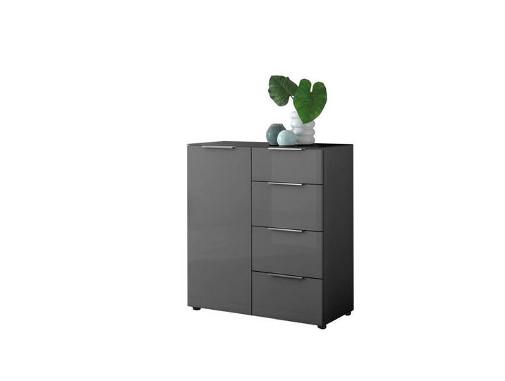 Kommode Santorin 90 x 99 cm Anthrazit/Glasfronten