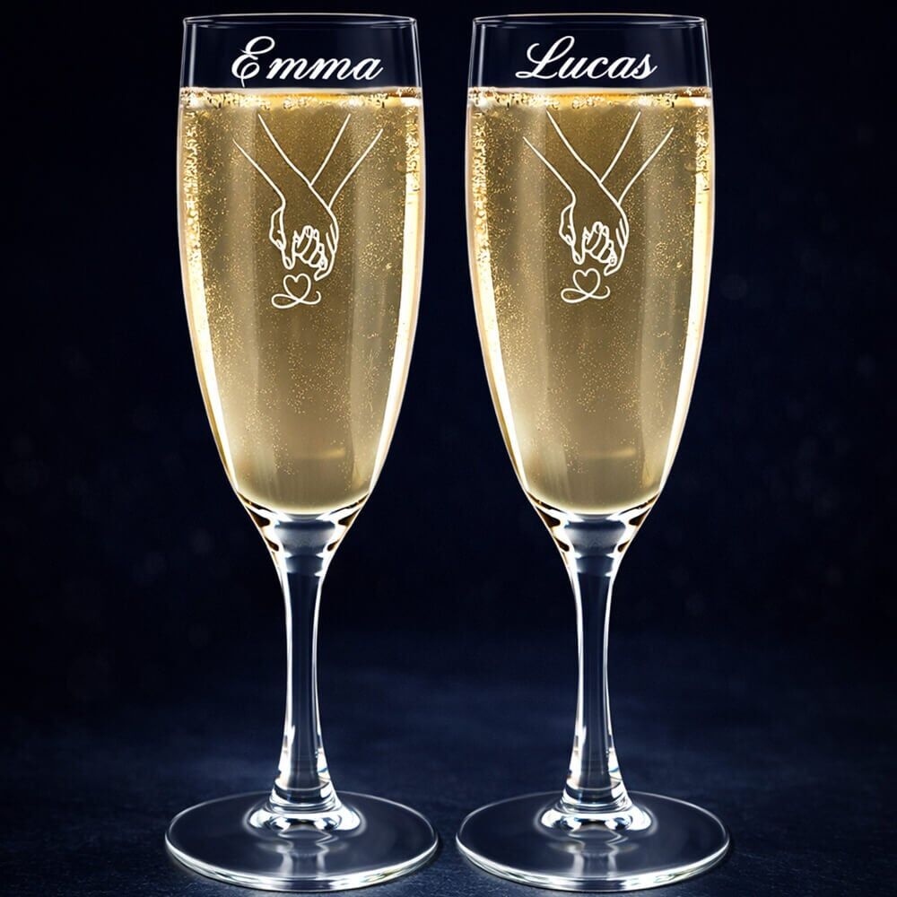 Ocadeau Duo de flûtes à champagne mains entrelacées