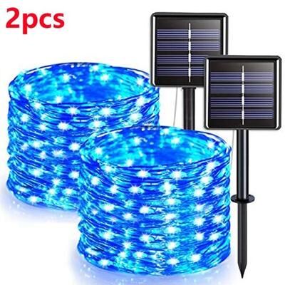 Uplift Picks 42M 400 LED Solar Fairy String Lights For Outdoor Garden Decor blue (2 Pcs) 42 M 400 Led