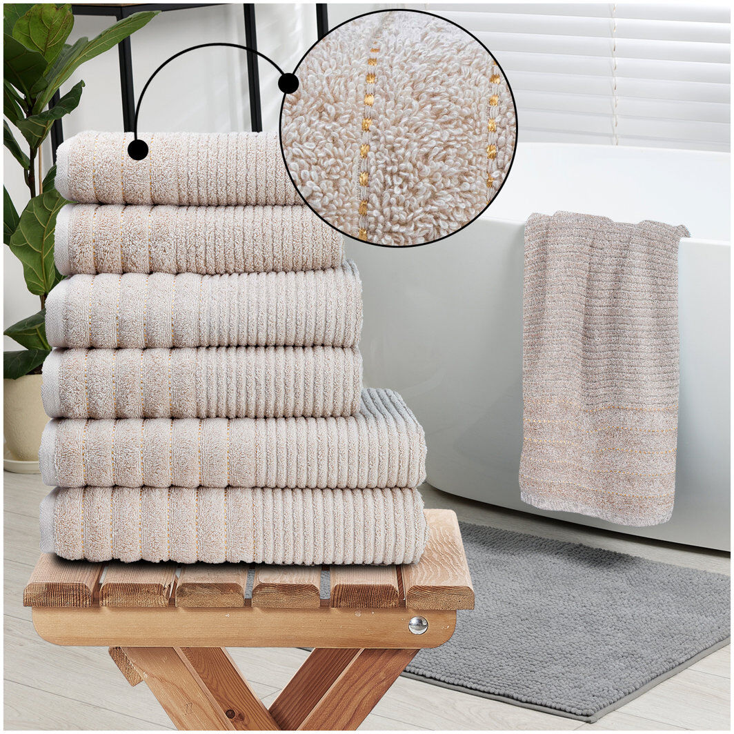 GC GAVENO CAVAILIA 6 Pack Hotel Quality Cotton Towel Set   Soft, Thick, Absorbent Family Towels Pack with 2 Bath, 2 Hand, 2 Washcloths Natural Bath Towel;Hand Towel;Bath Sheet