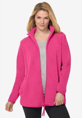 Women's Zip-Front Microfleece Jacket by Woman Within in Raspberry Sorbet (Size 4X)