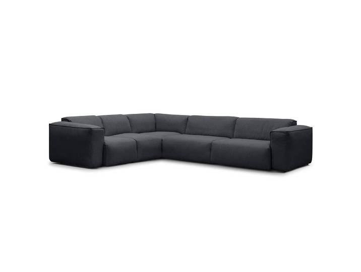 Canapé d’angle avec angle arrondi Gris/Gris minéral Tissu Saia 325 x 71 x 260cm Angle à gauche vu de face Moderne
