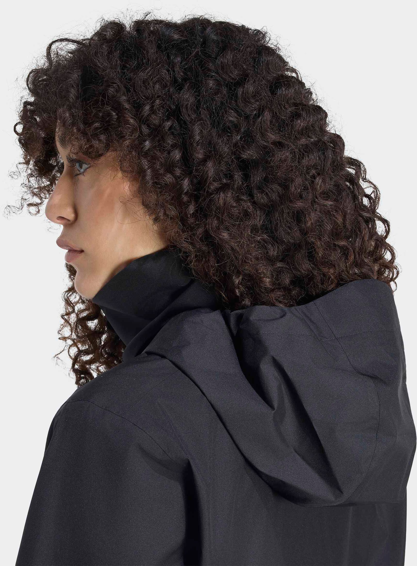 Outdoorjacke ADIDAS TERREX "W MT ESS 2L R J", Damen, Gr. XL, schwarz, Obermaterial: 100% Polyester, Jacken Outdoorjacke, sportlicher Stil, aus Polyester, mit Climaproof Technologie schwarz XL