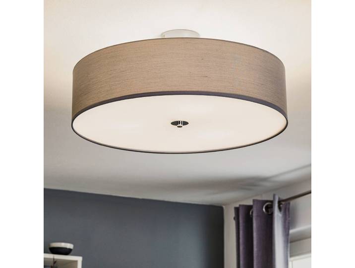 Brilliant Deckenlampe Andria, dimmbar, alu / grau / zink, für Wohn- / Esszimmer, Textil / Stoff / Seide, Modern, Deckenlampe