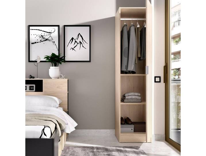 Nxy - Garde-robe 1 porte\\\, 41x184h cm Chêne Brun\, Portemanteau
